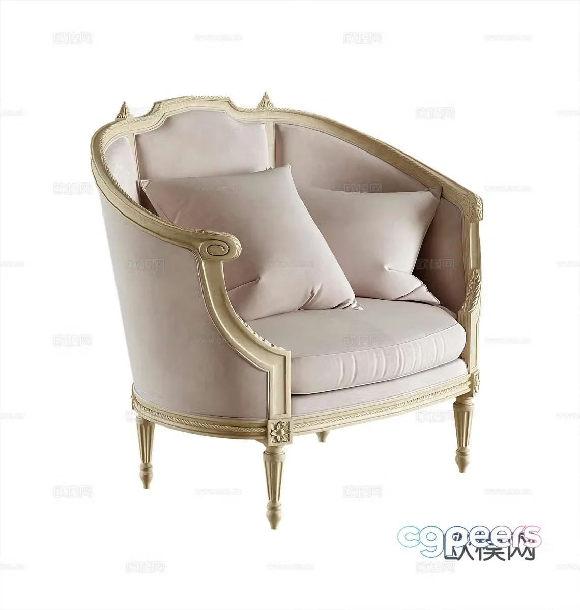French single sofa 3d model