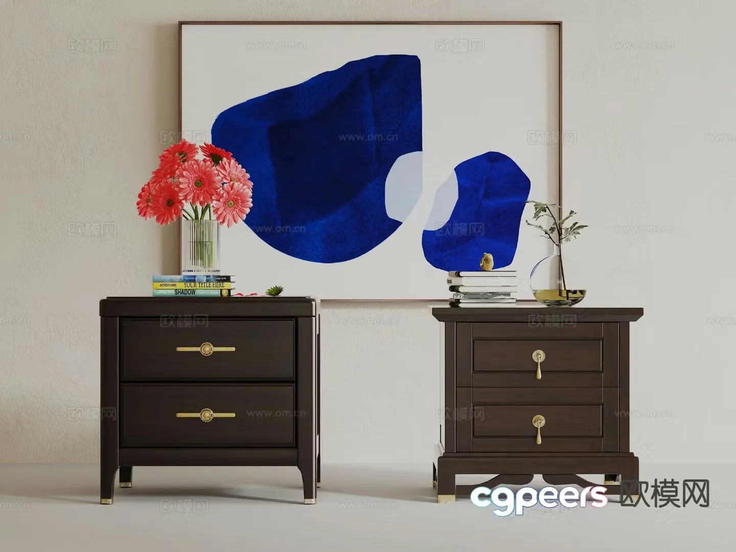New Chinese style bedside table 3d model