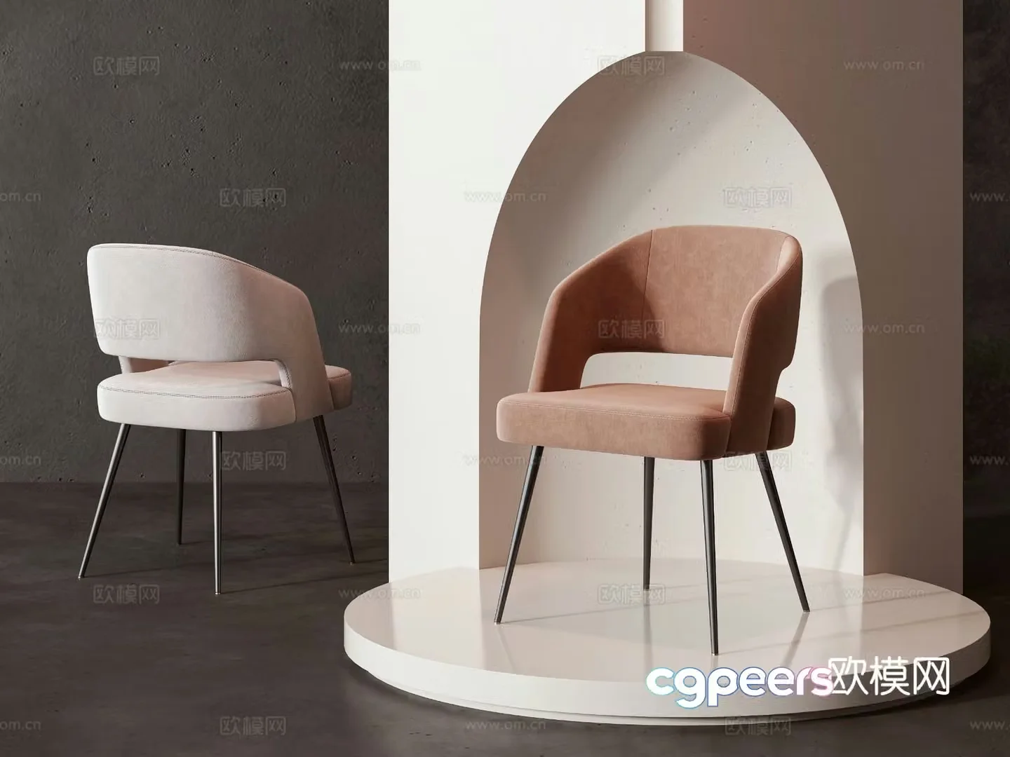 Modern single chair dining chair 3d model