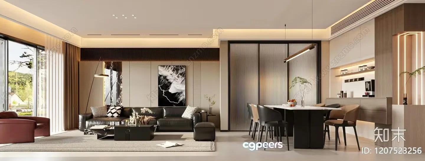 Modern Living Room 3D Model – 8415 – VRAY Render
