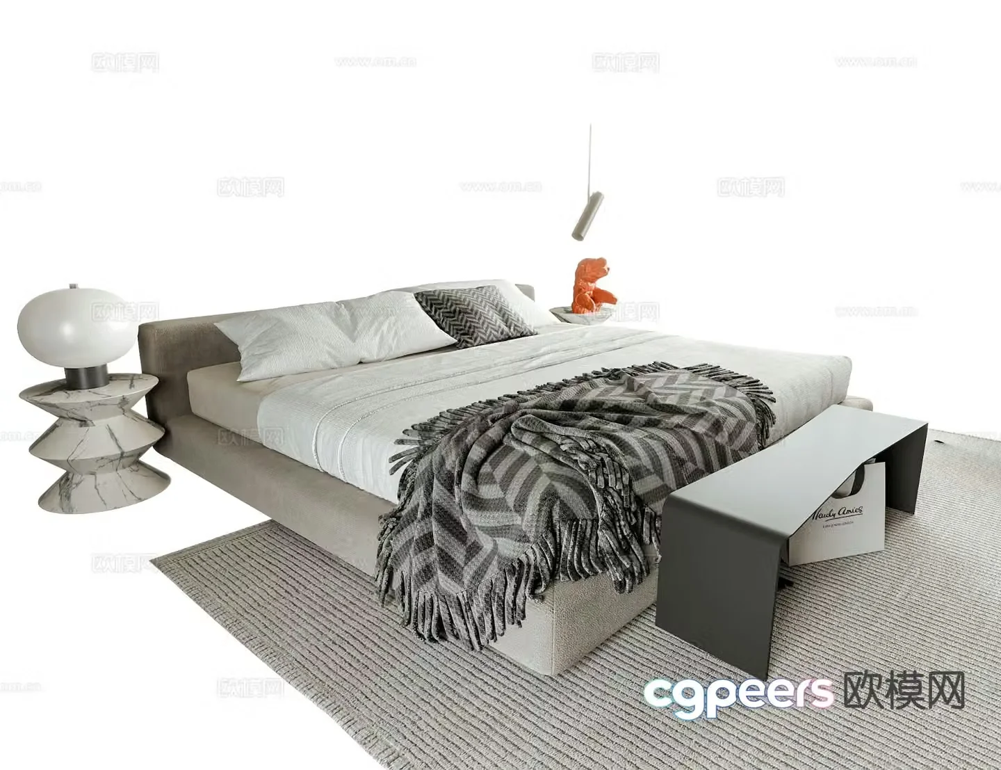 Modern double bed 3d model