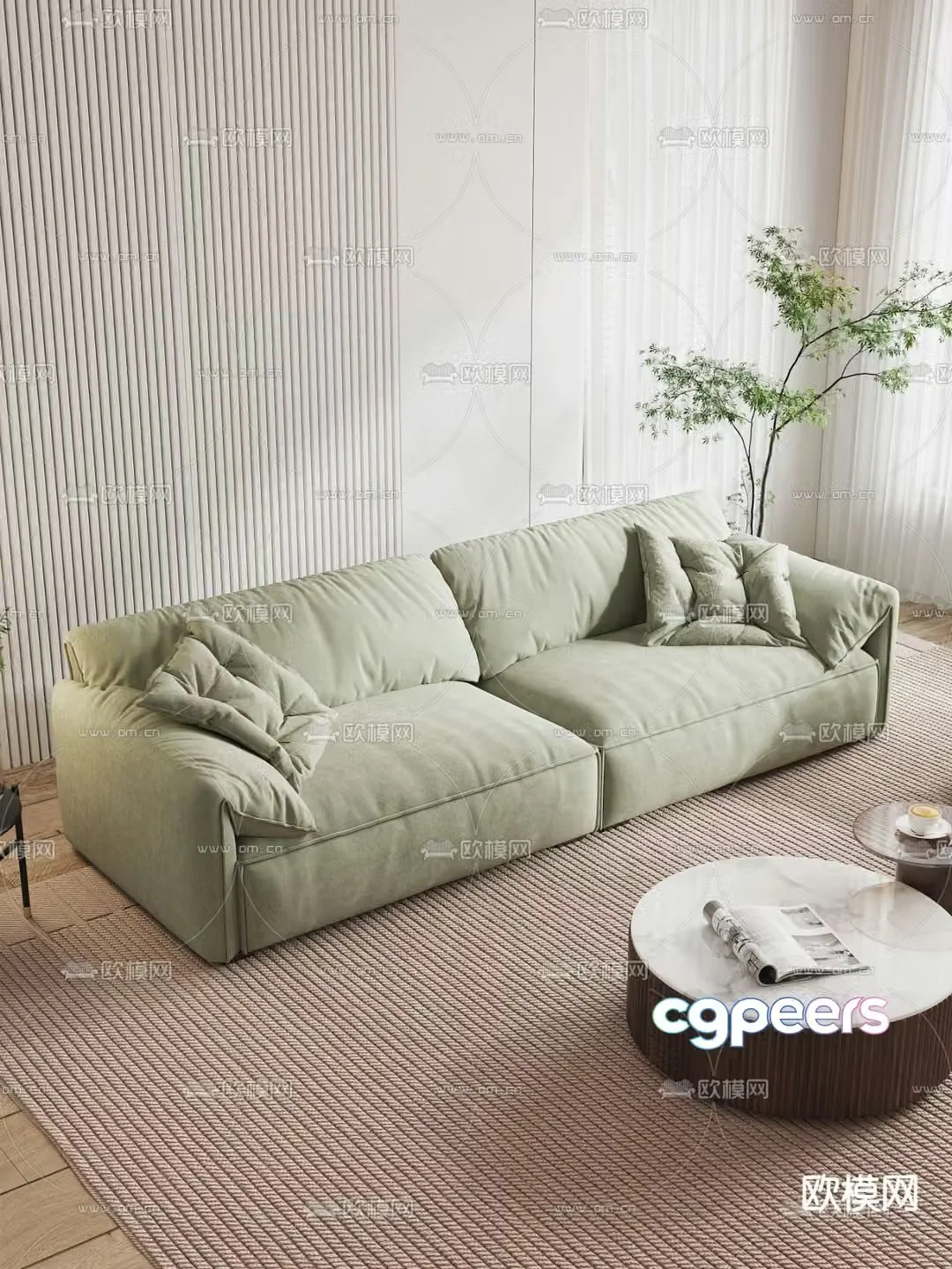 Green sofa double sofa 3d model