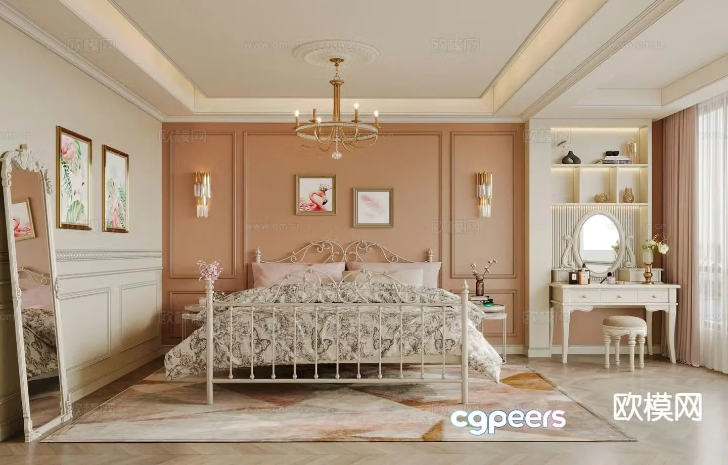 American style bedroom master bedroom 3d model