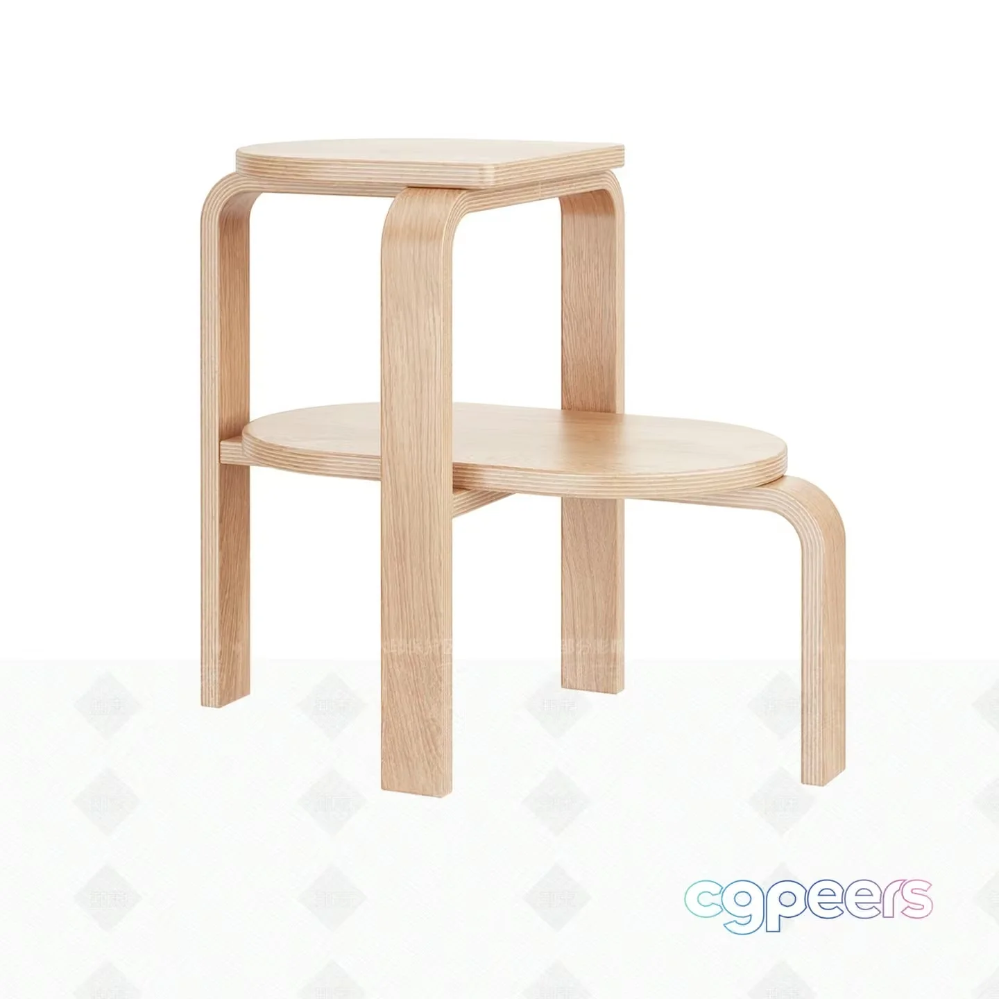 Wooden Stool Set 3D Model – 749 – VRAY Render