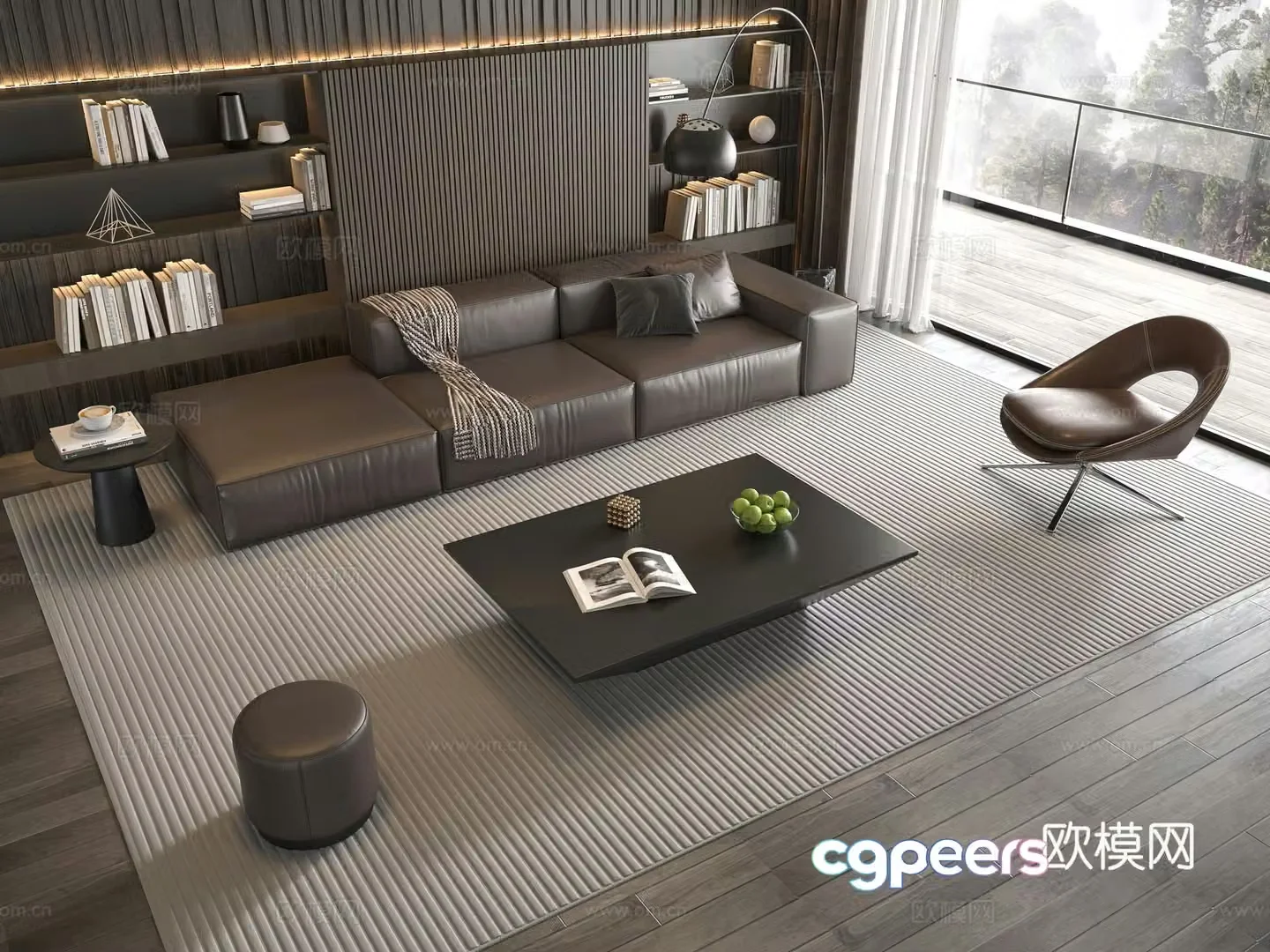 Minotti modern Italian sofa coffee table combination 3D model