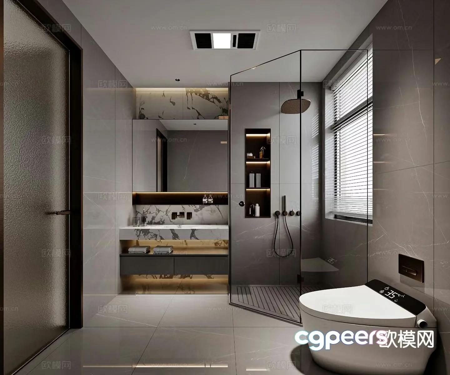 Premium gray bathroom bathroom 3d model