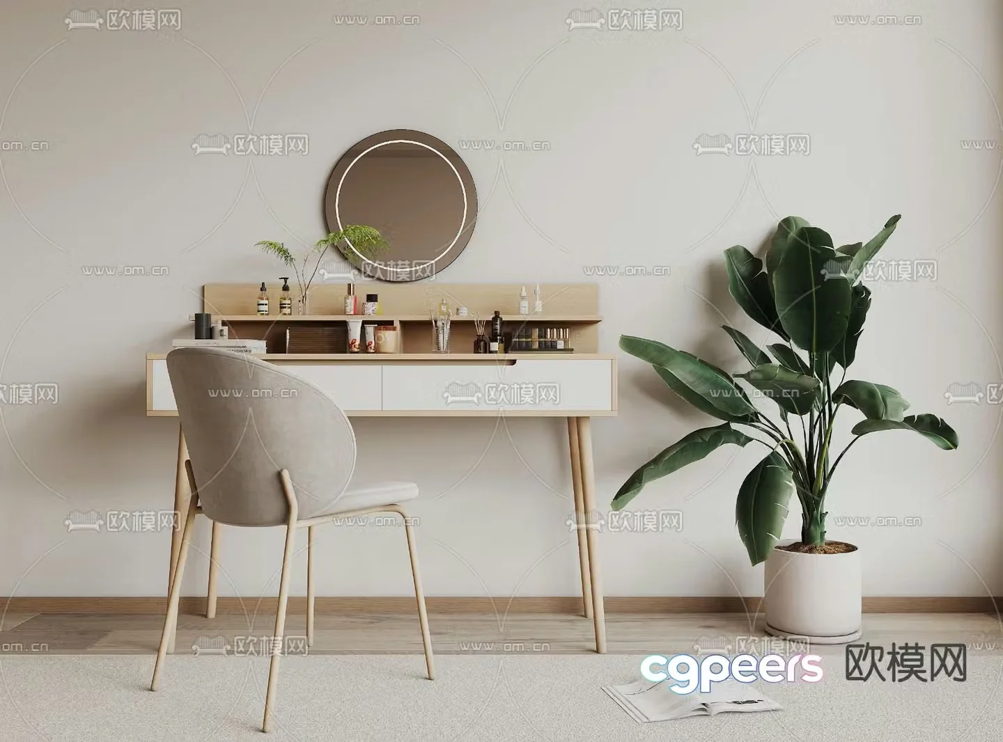 Nordic dressing table dressing table 3d model