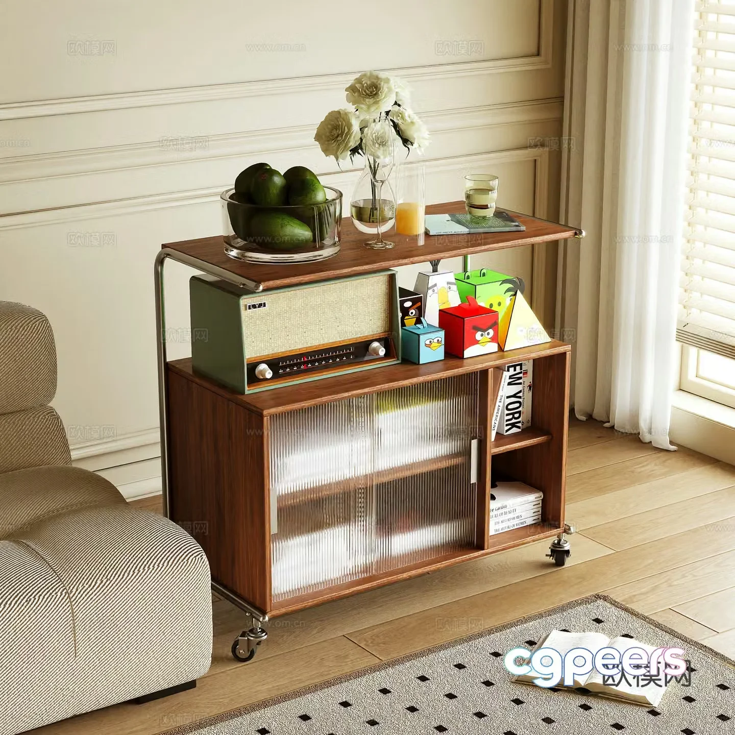 Log wind edge cabinet storage cabinet storage cabinet 3d model