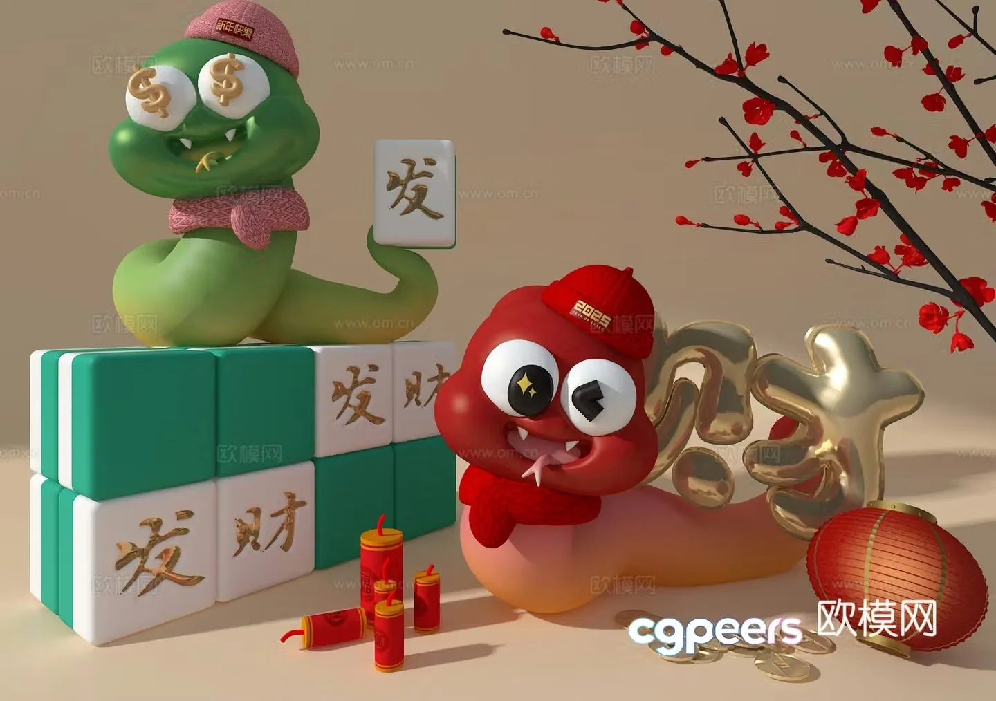 Year of the Snake mascot 3D model