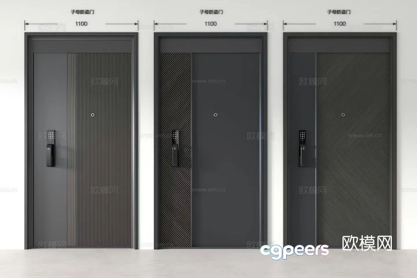 Modern security door mother and child door entrance door password door smart door lock villa door password pointer 3D model