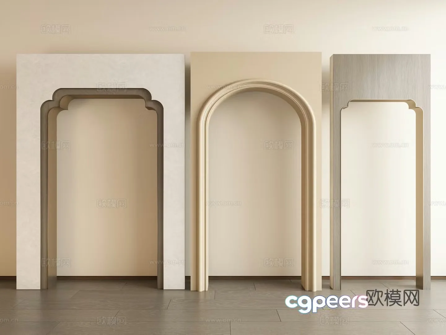 French arch door cover arched hole circular hole 3d model