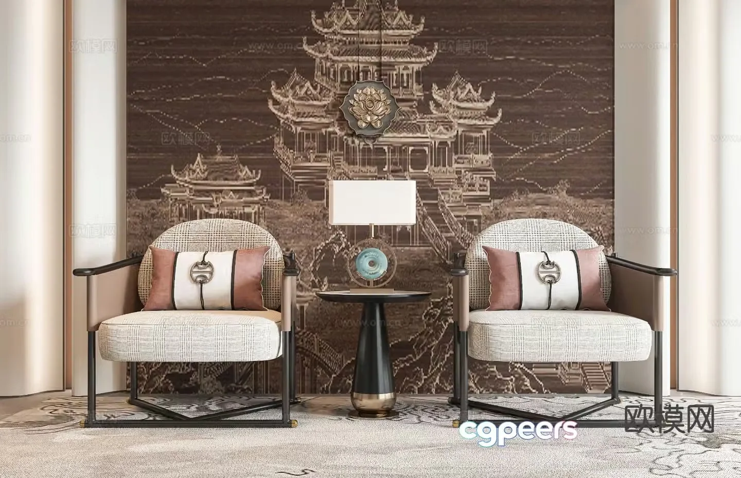 New Chinese style leisure chair armchair 3d model