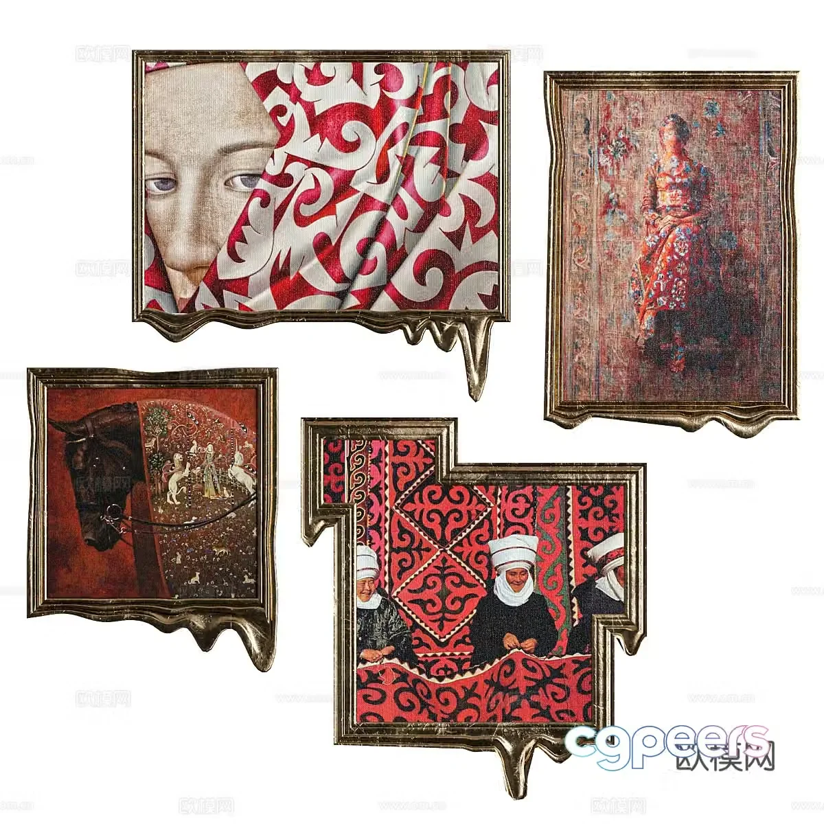 French light luxury decoration hanging painting 3D model