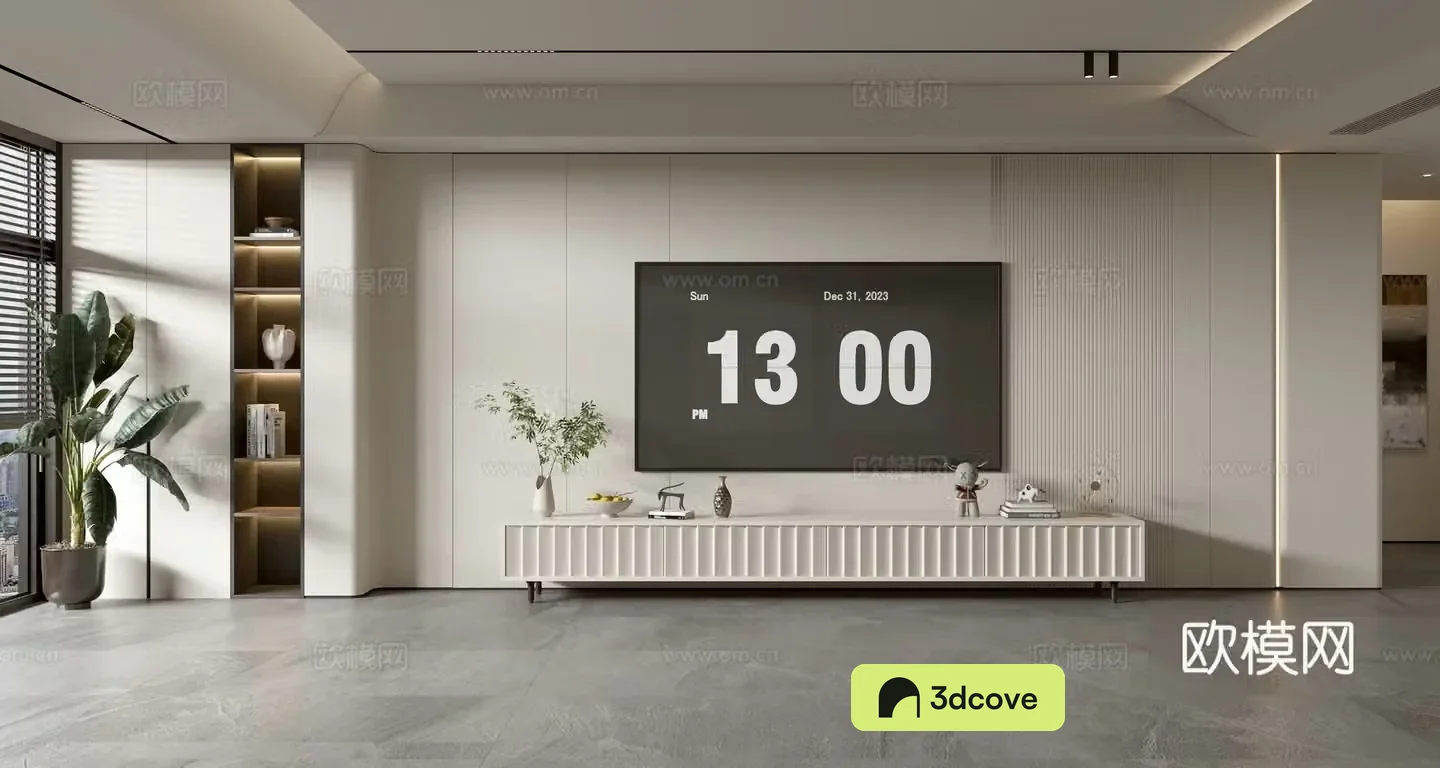 Modern minimalist TV cabinet TV background wall