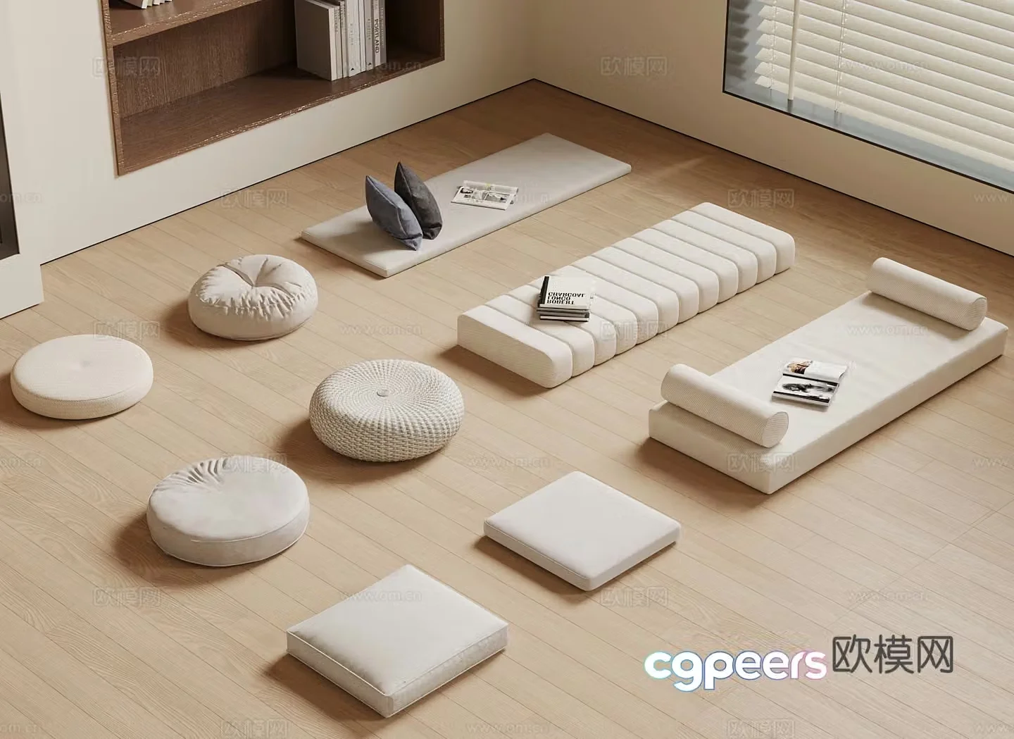 New Chinese style cushion yoga mat 3d model