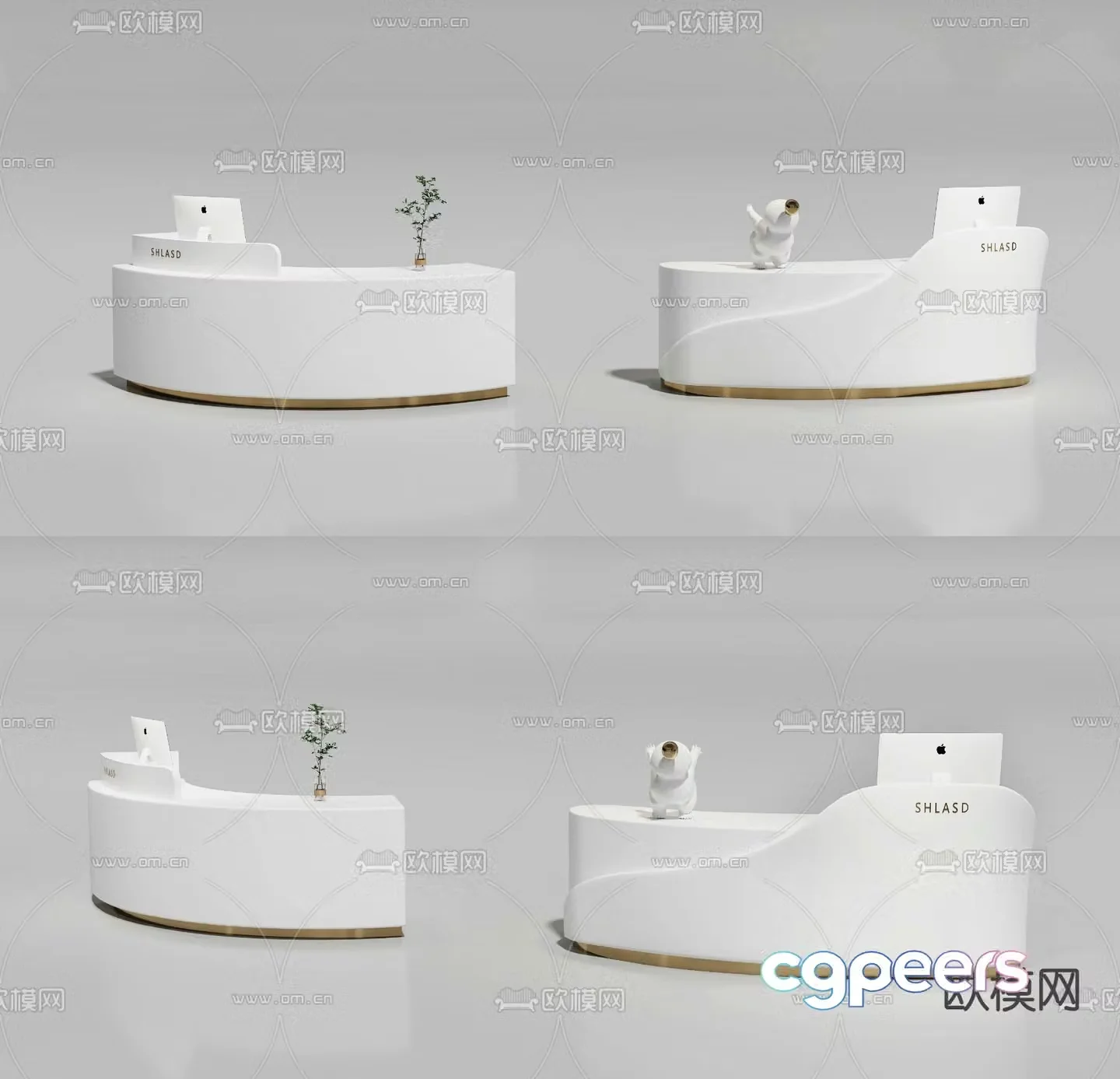 Modern front desk reception desk cashier 3d model