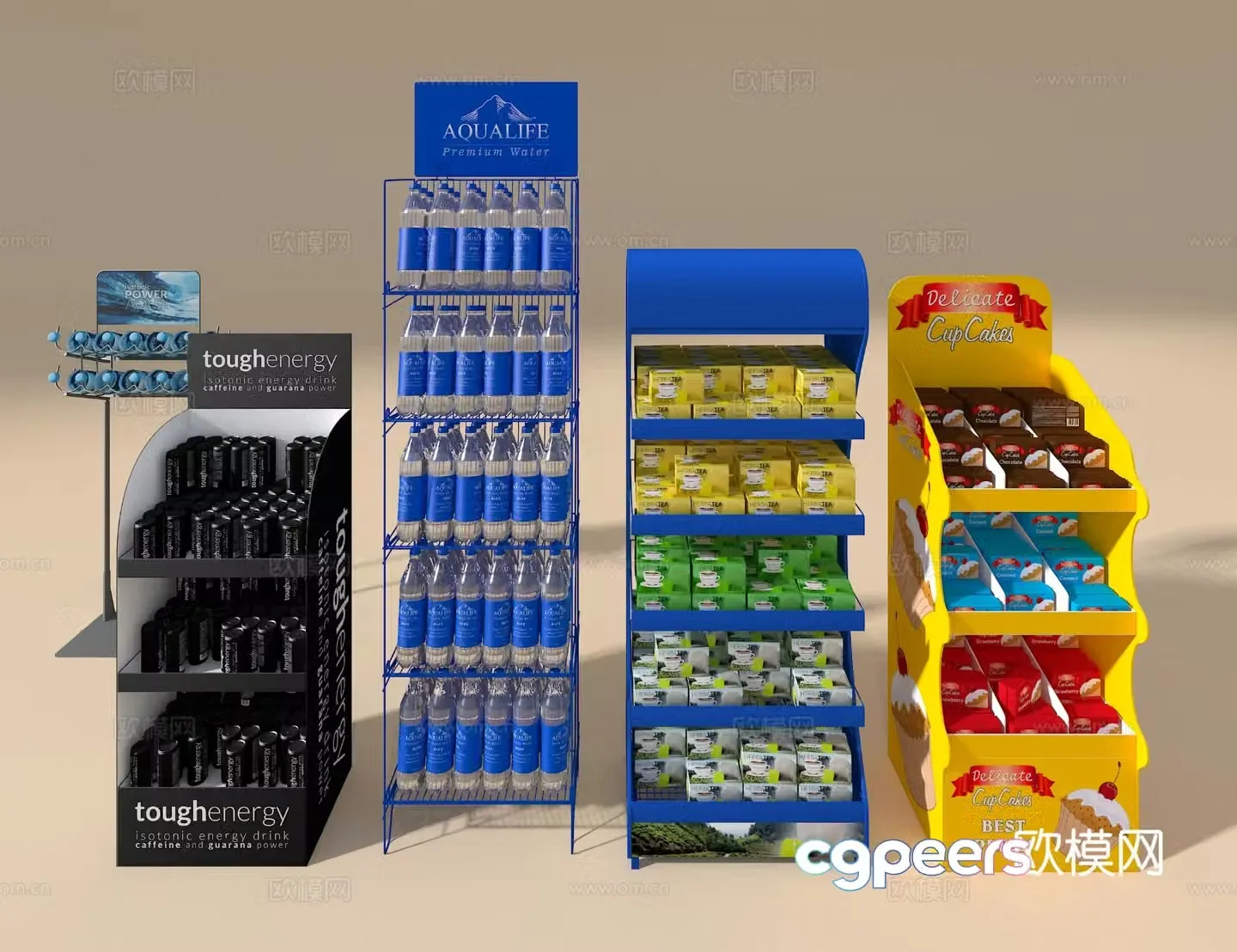 Supermarket shelves snack shelves 3d model