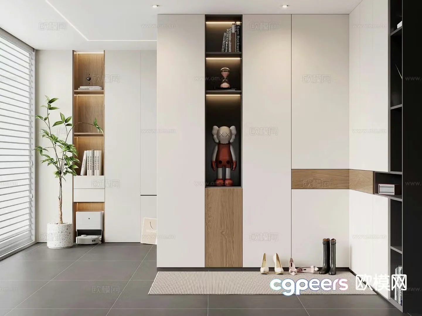 Modern entrance shoe cabinet 3d model