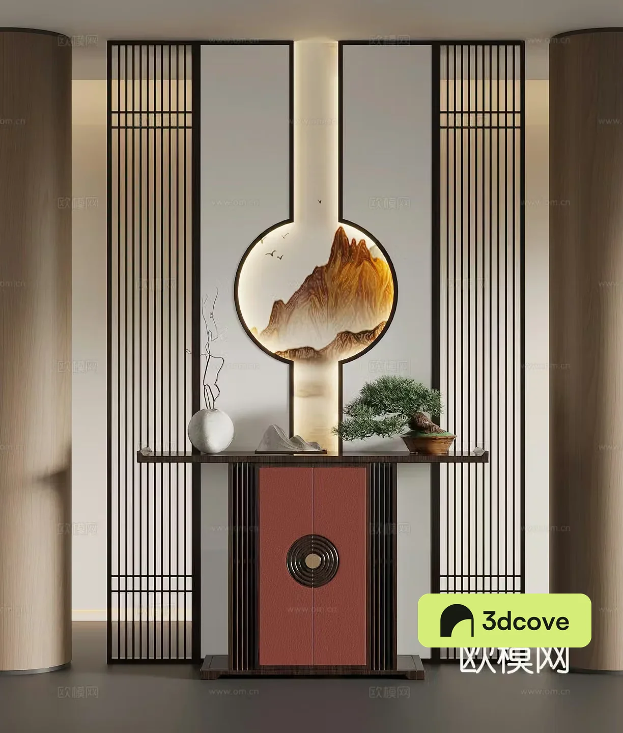 Porch new Chinese style porch partition porch background wall end view cabinet porch cabinet