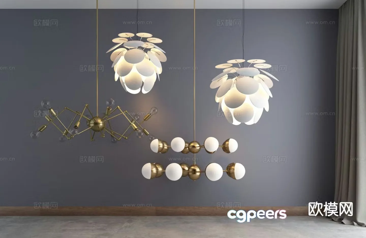 Modern metal chandelier flower chandelier 3d model