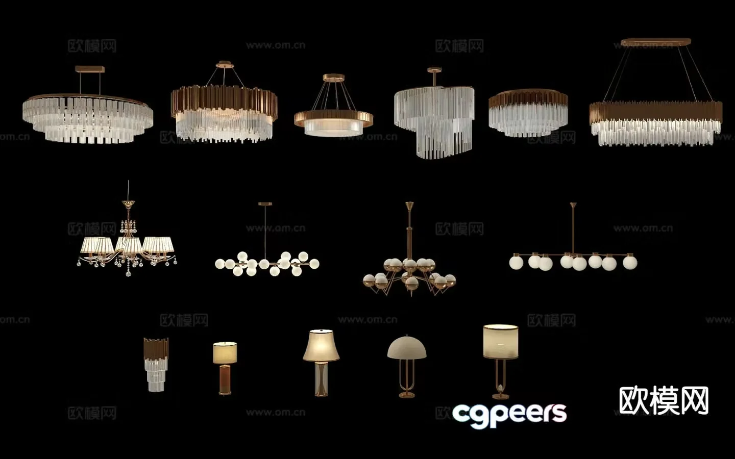 Light luxury chandelier table lamp 3d model