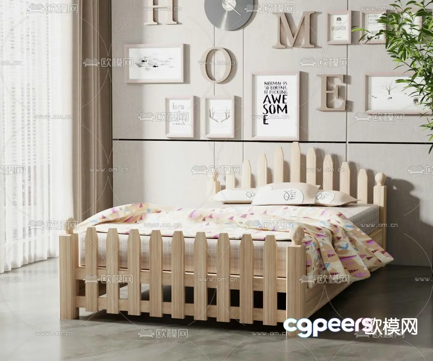 Modern children’s single bed 3d model