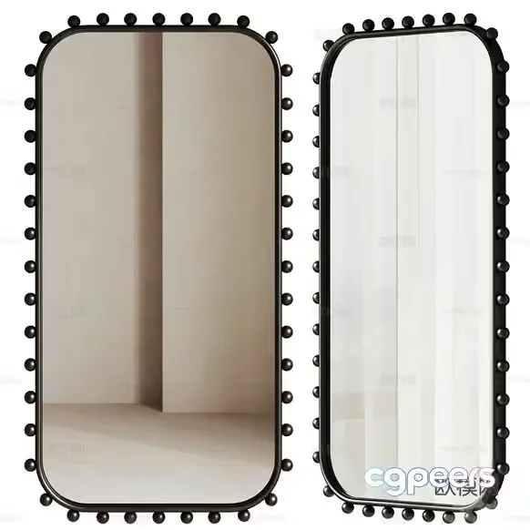 A Wall Mirror With A Black Frame And Decorative Border 3D Model – 3340 – CORONA Render