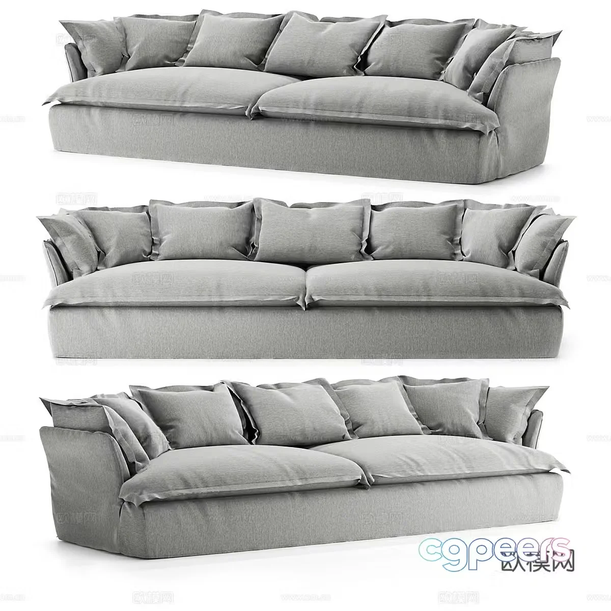 Modern multi-seater sofa 3d model
