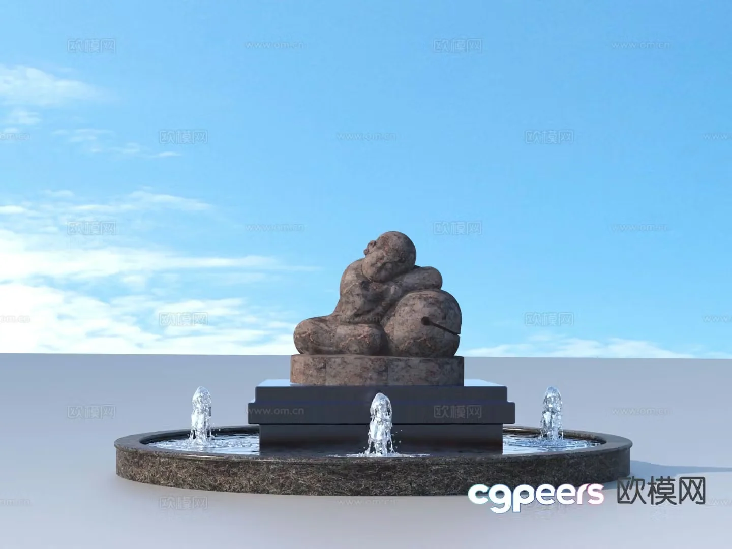 urban landscape waterscape sculpture 3d model