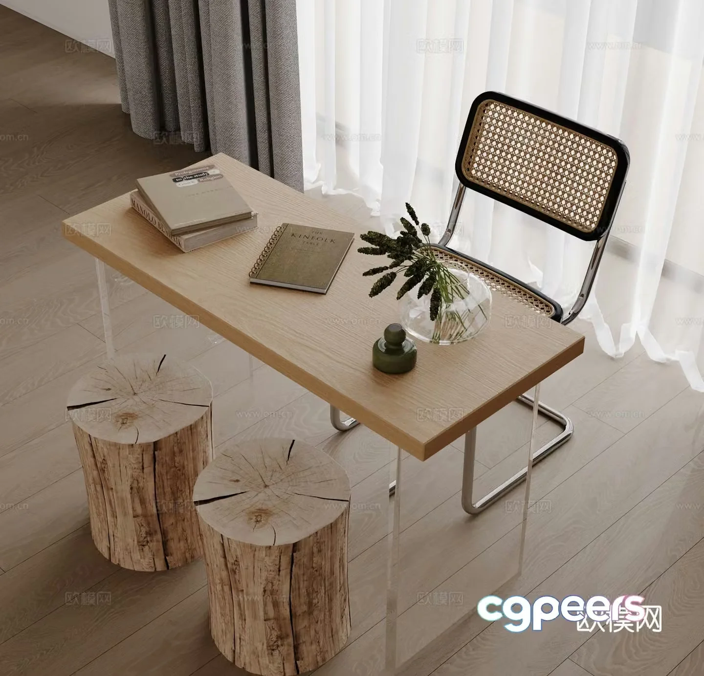 Wabi-sabi desk writing desk 3d model