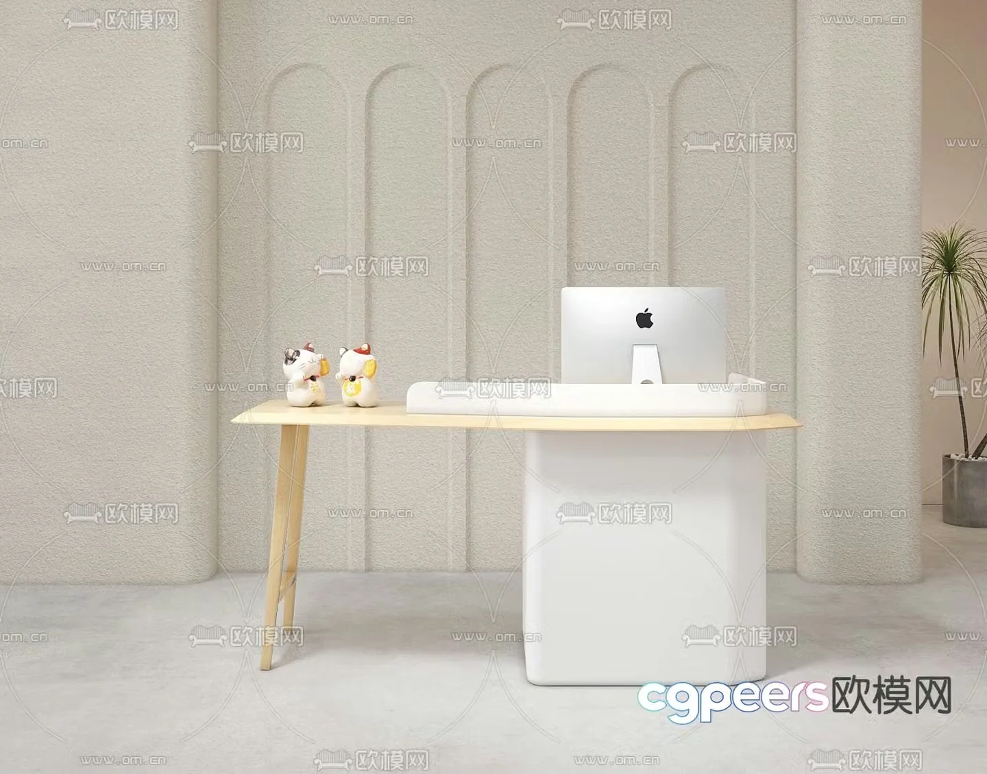 Front desk reception desk cashier 3d model
