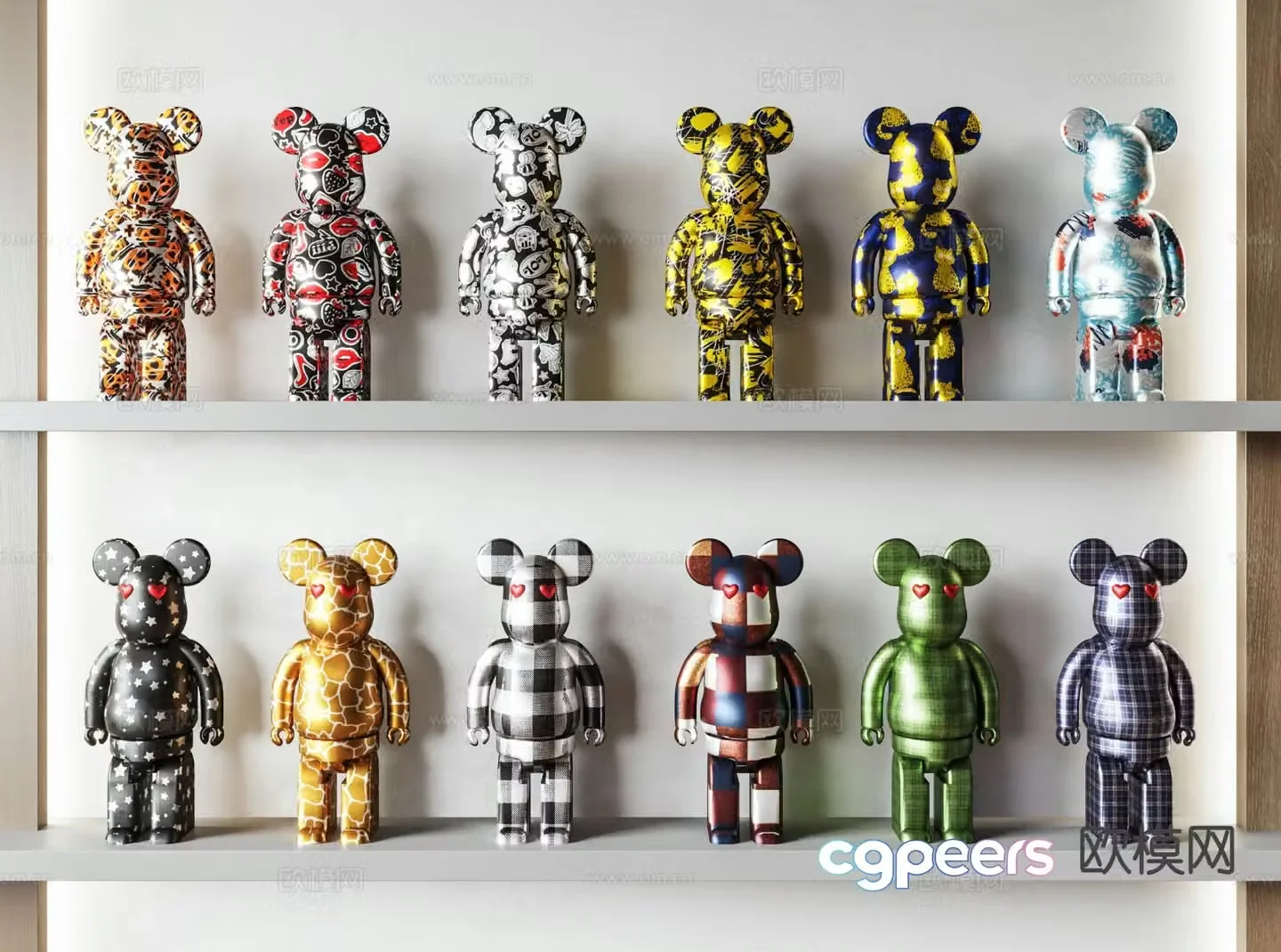 Modern building block bear trendy violent bear 3d model