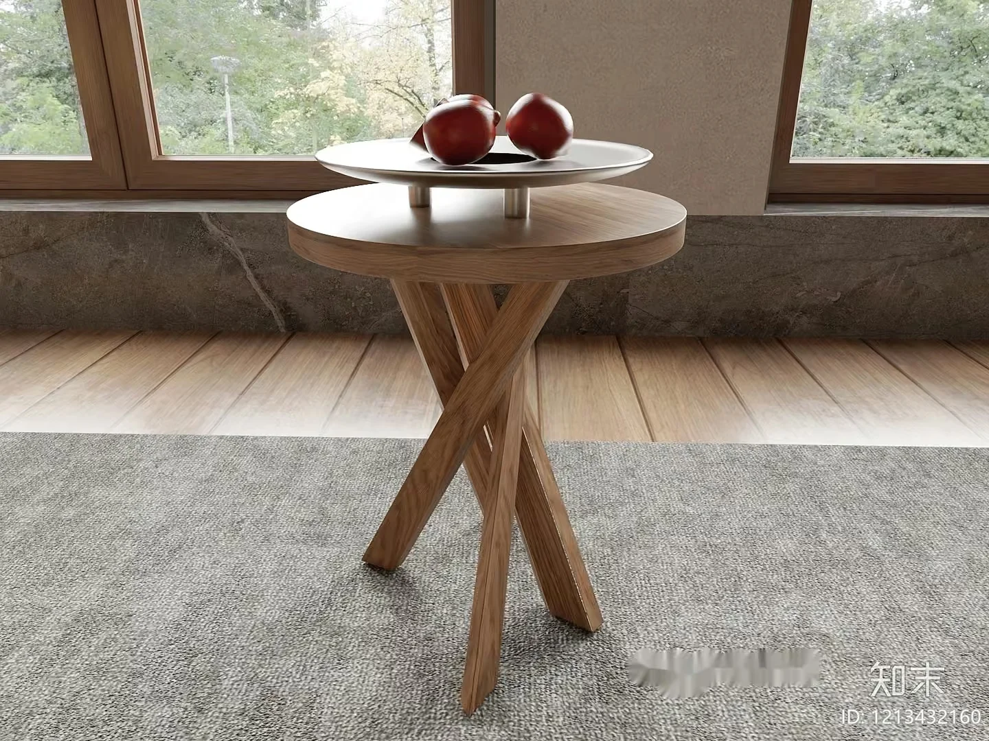 A Small Table With A Tray Of Fruit 3D Model – 16071 – VRAY Render