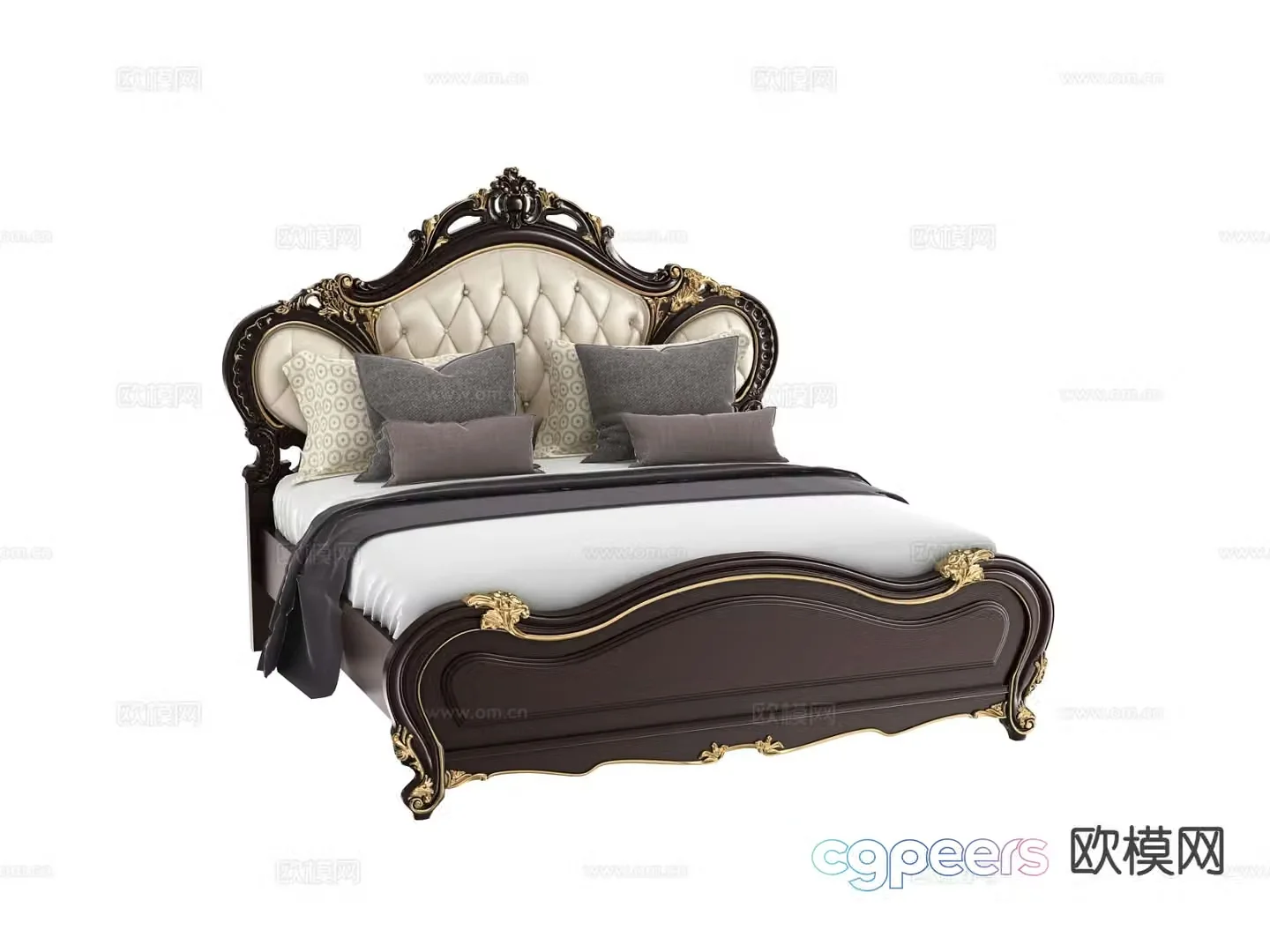 European double bed 3d model