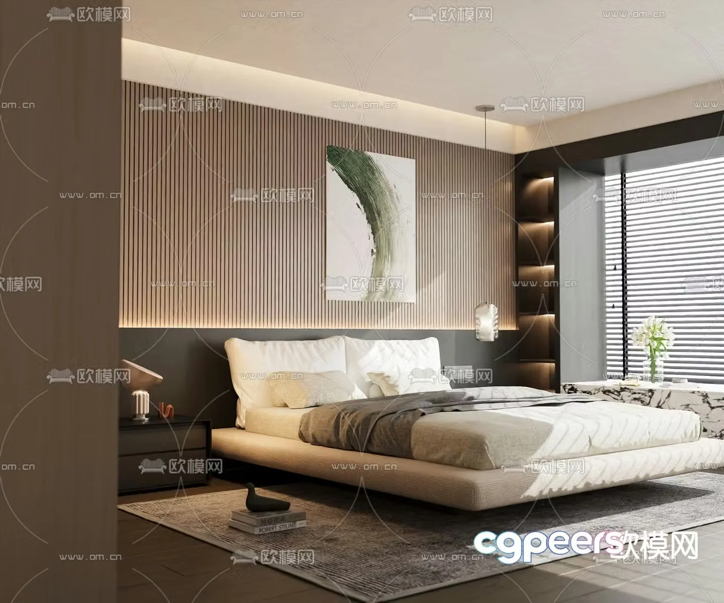 Modern double bed 3d model