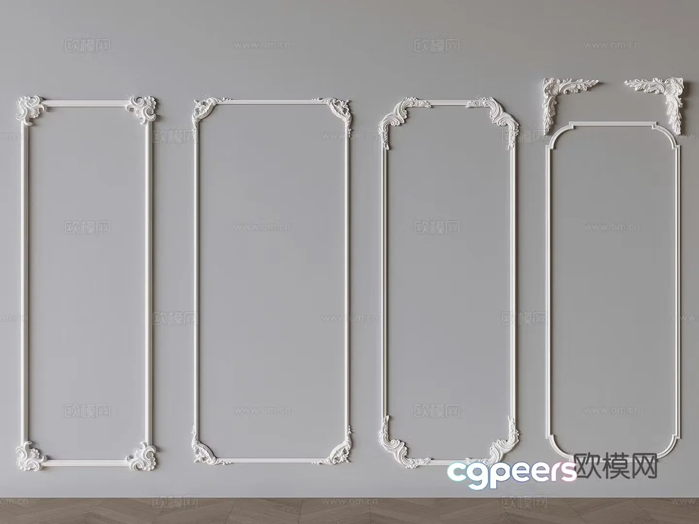 French plaster line components carved lines 3D model