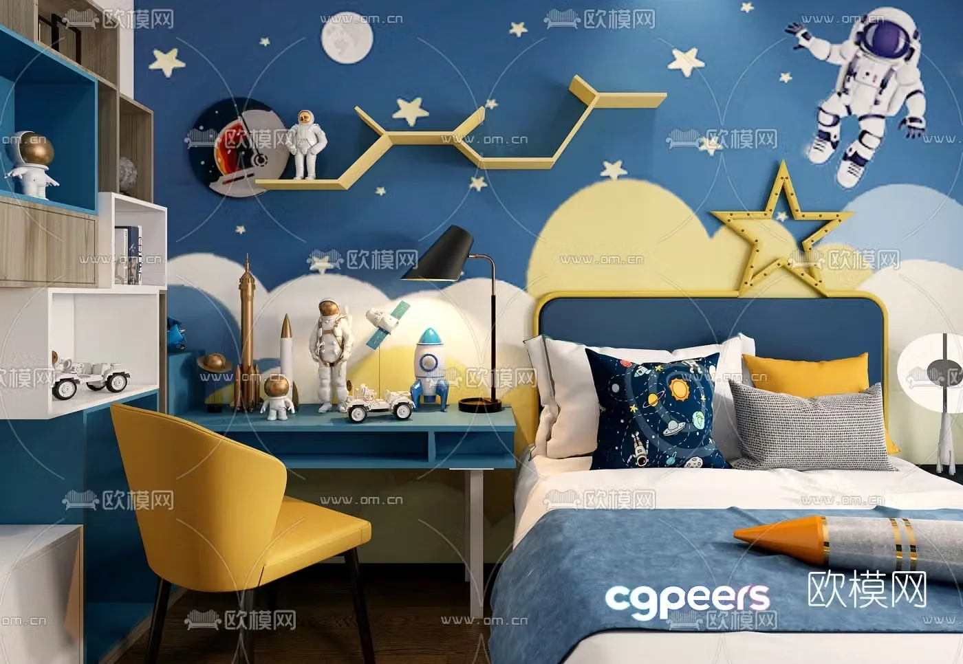 Modern children’s cabinet children’s bed 3d model
