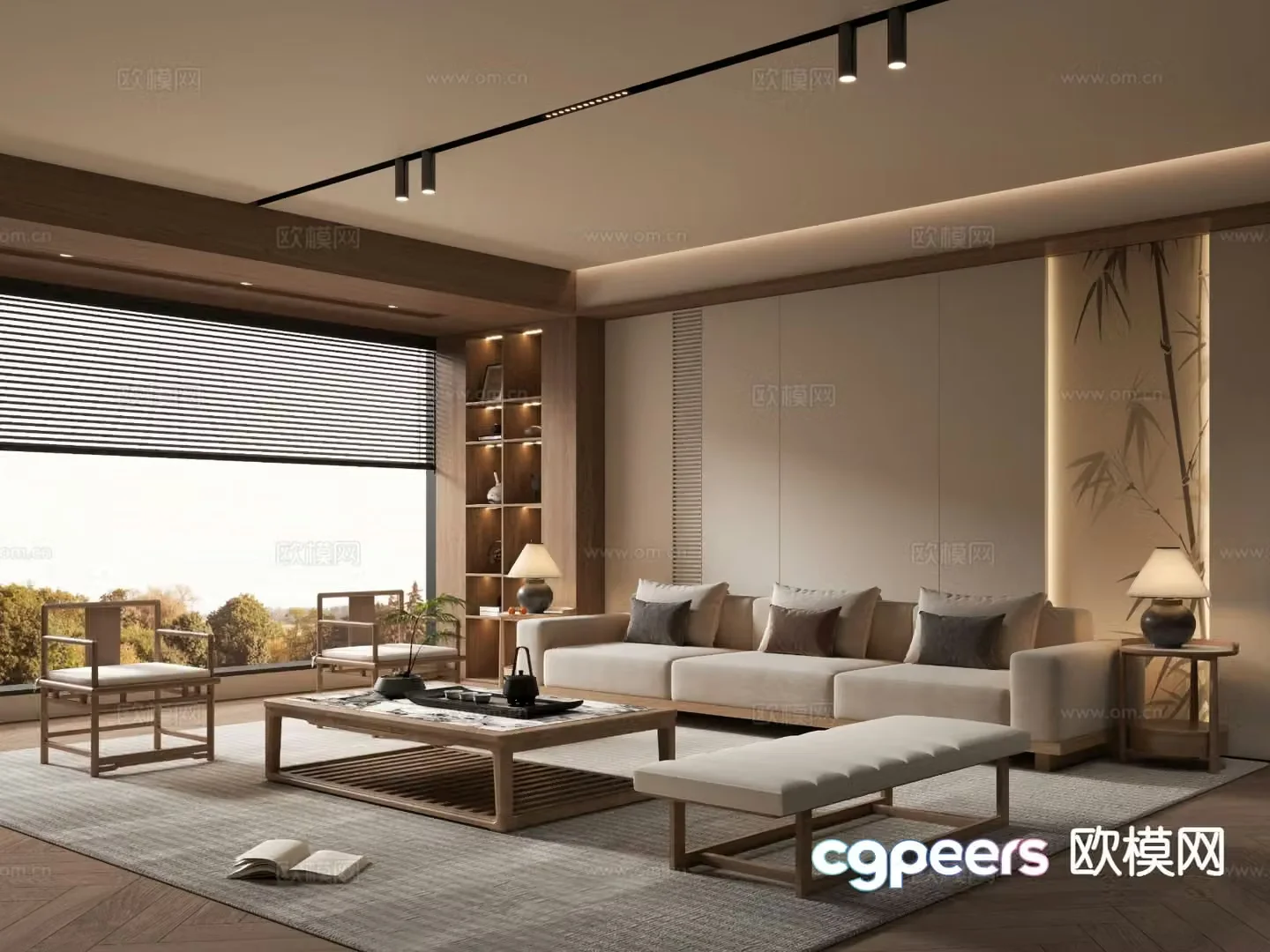 New Chinese Zen Living Room Song Style Aesthetics 3D Model