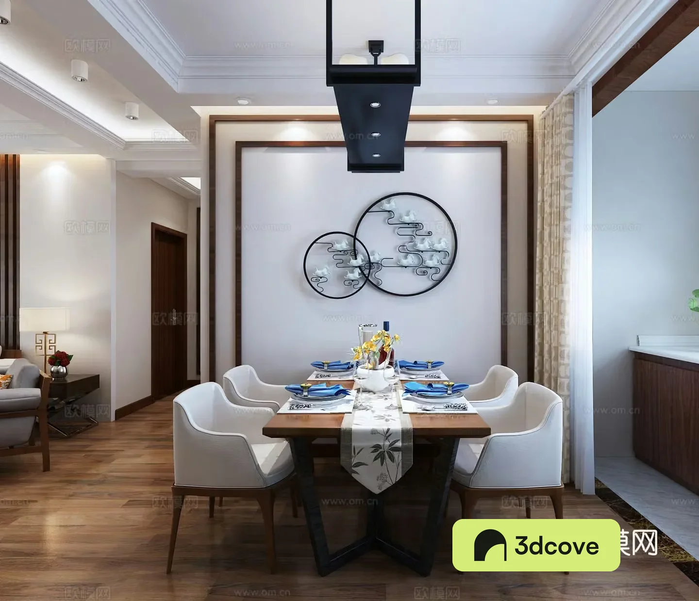 New Chinese modern Chinese living and dining room