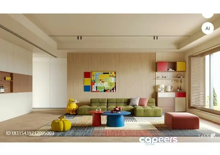 Modern Living Room 3D Model – 7459 – VRAY Render