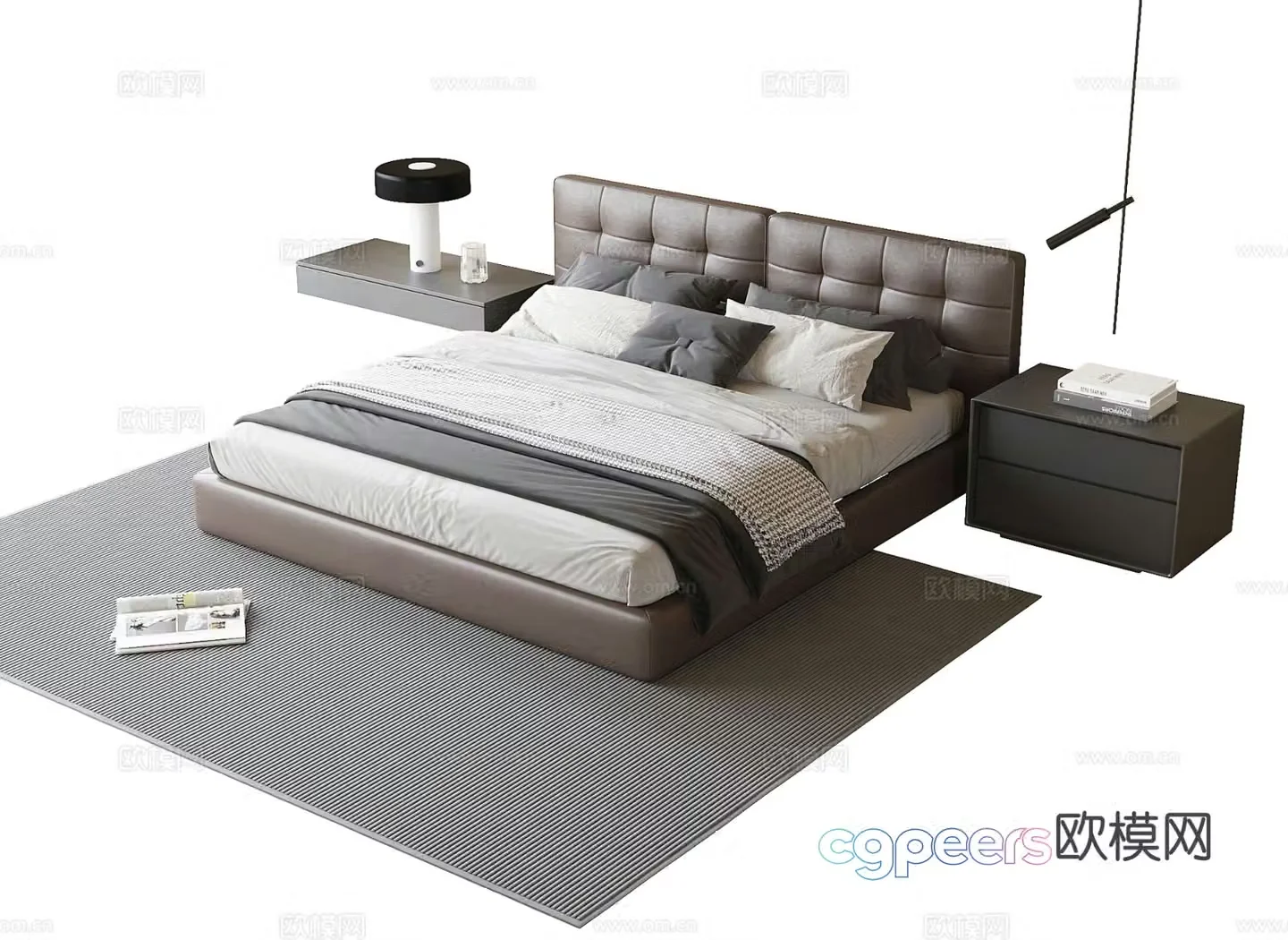 Modern double bed 3d model
