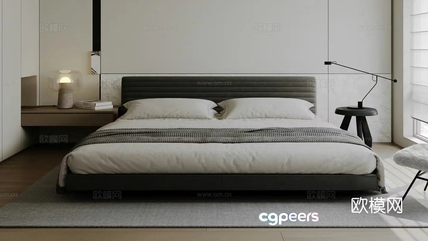 Modern double bed 3d model
