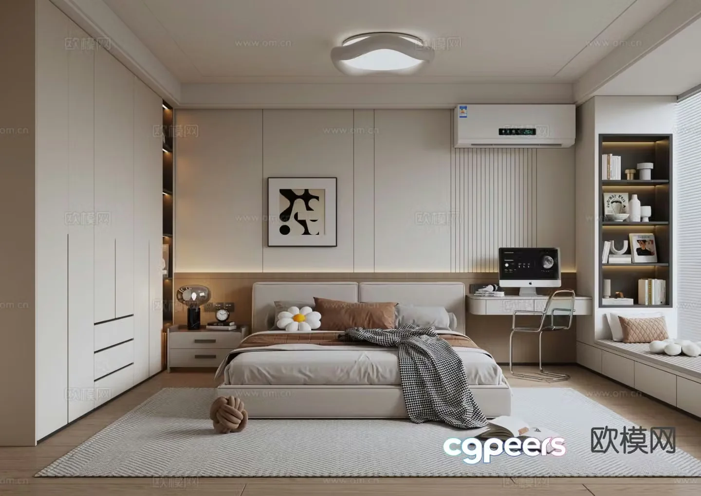 Modern minimalist bedroom master bedroom 3d model