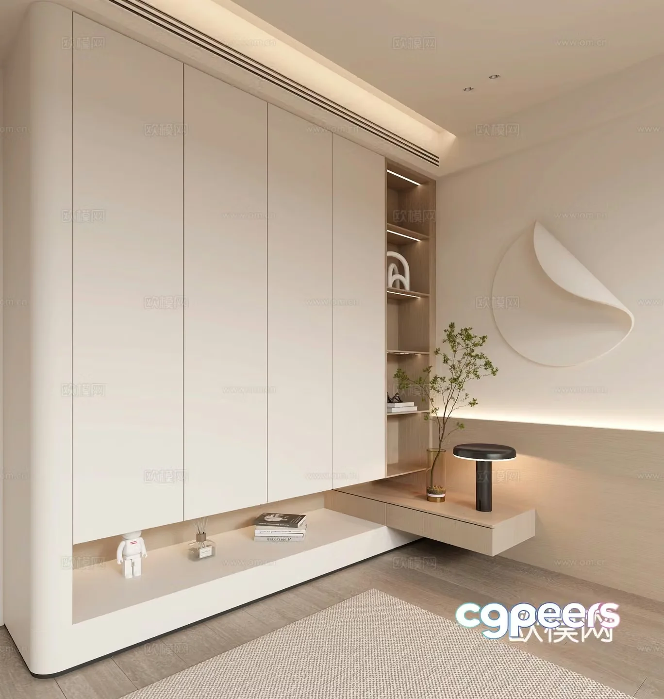 Cream trench wardrobe 3d model