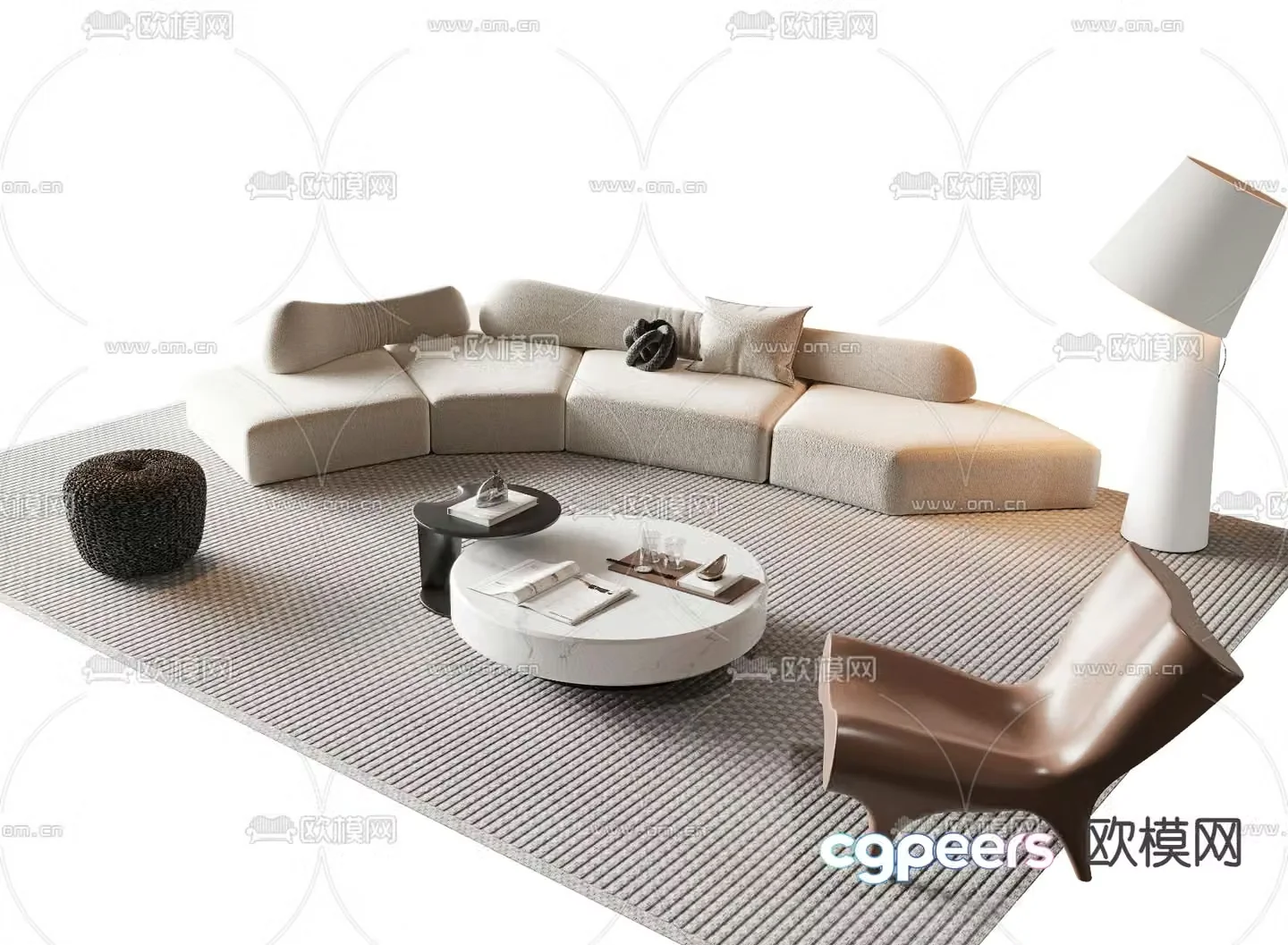 Cream style modular sofa 3d model