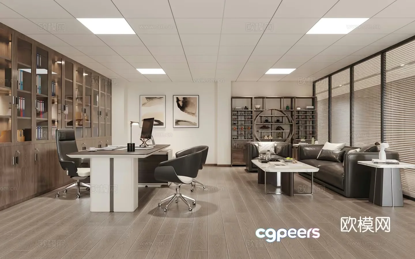 Modern Office Space 3D Model – 19804 – VRAY Render