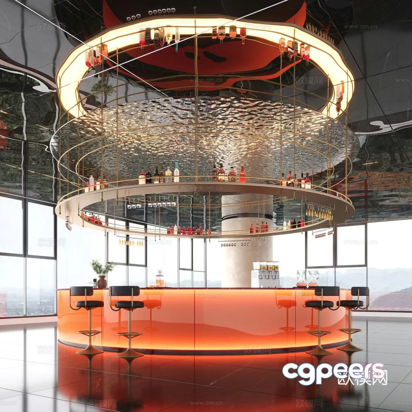 Modern hotel water bar 3D model