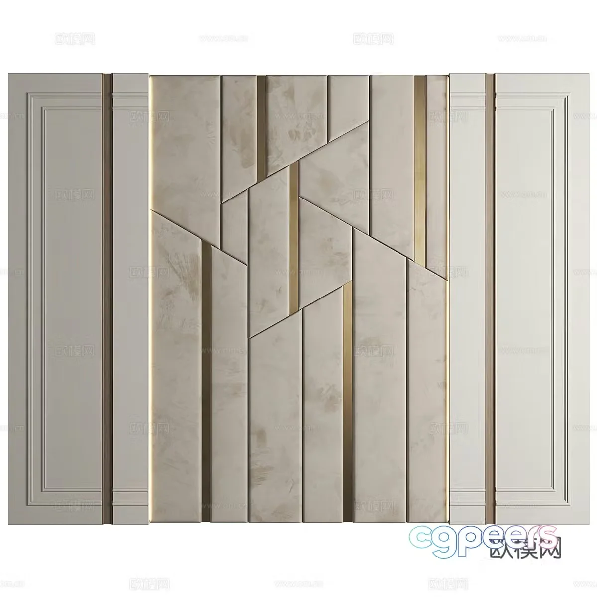 Modern light luxury background wall 3d model