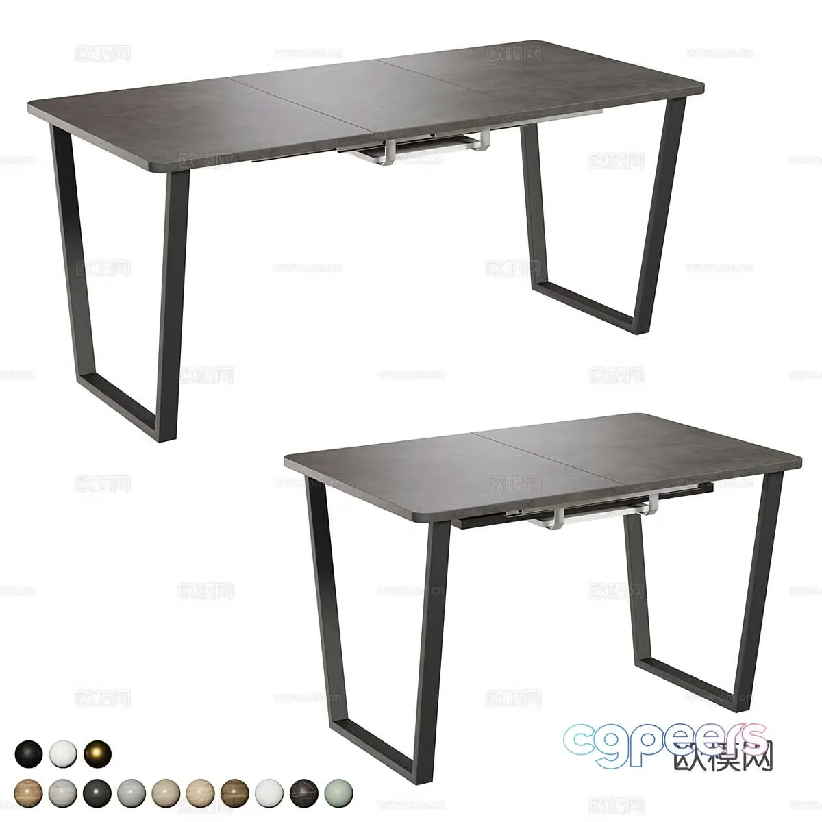 Nordic dining table strip dining table 3d model
