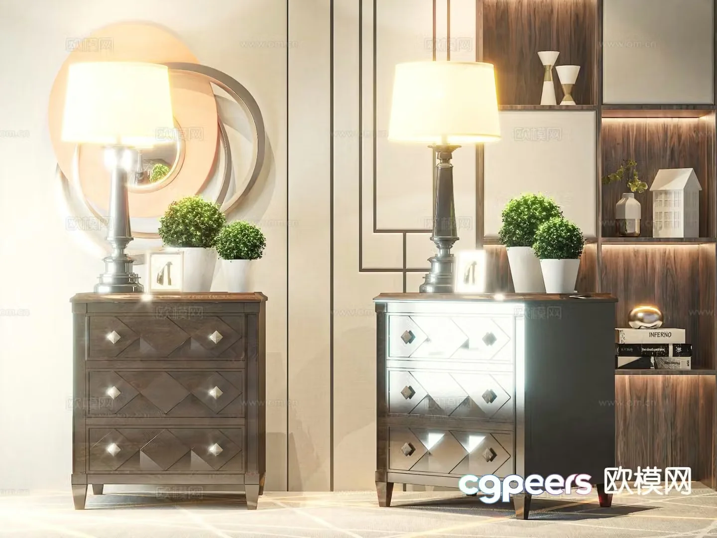 American bedside table 3d model